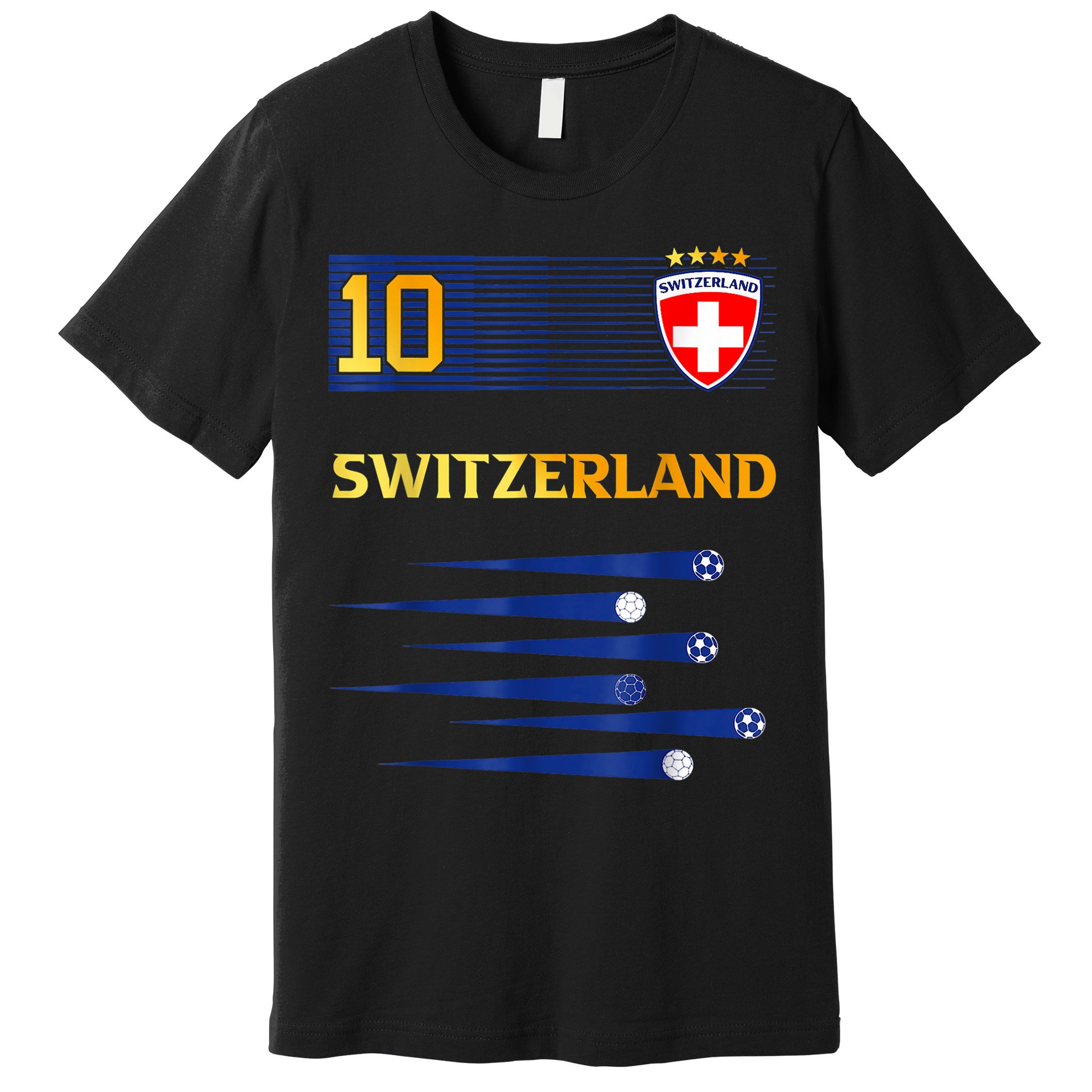 Switzerland Jersey Number ten Swiss Futebol Soccer Premium T-Shirt