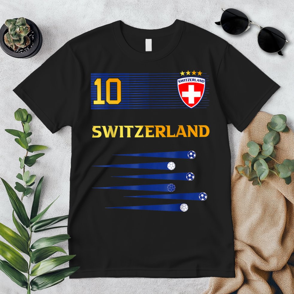 Switzerland Jersey Number ten Swiss Futebol Soccer Premium T-Shirt