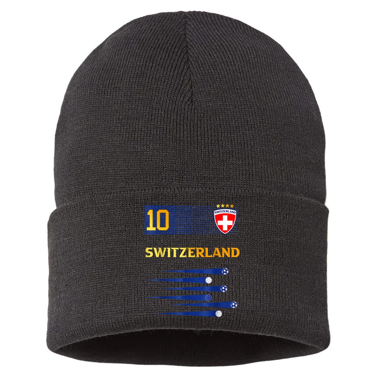 Switzerland Jersey Number ten Swiss Futebol Soccer Sustainable Knit Beanie
