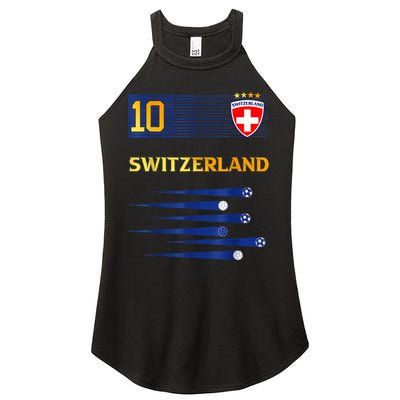 Switzerland Jersey Number ten Swiss Futebol Soccer Women's Perfect Tri Rocker Tank