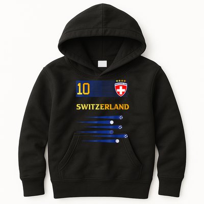 Switzerland Jersey Number ten Swiss Futebol Soccer Kids Hoodie