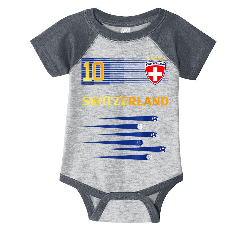 Switzerland Jersey Number ten Swiss Futebol Soccer Infant Baby Jersey Bodysuit