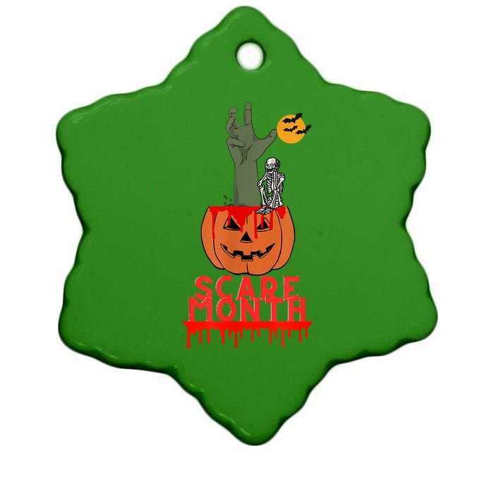 Spooky Jack O Lantern Ceramic Star Ornament