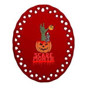 Spooky Jack O Lantern Ceramic Oval Ornament