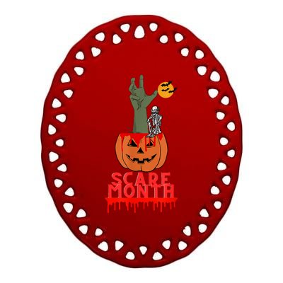 Spooky Jack O Lantern Ceramic Oval Ornament