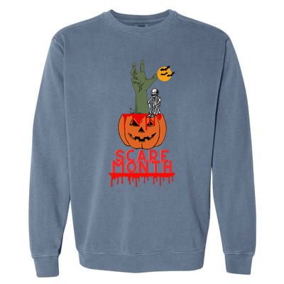 Spooky Jack O Lantern Garment-Dyed Sweatshirt