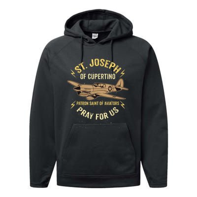 St. Joseph Of Cupertino Patron Saint Of Pilots Aviators Men Performance Fleece Hoodie