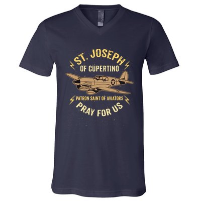 St. Joseph Of Cupertino Saint Of Pilots Aviators V-Neck T-Shirt