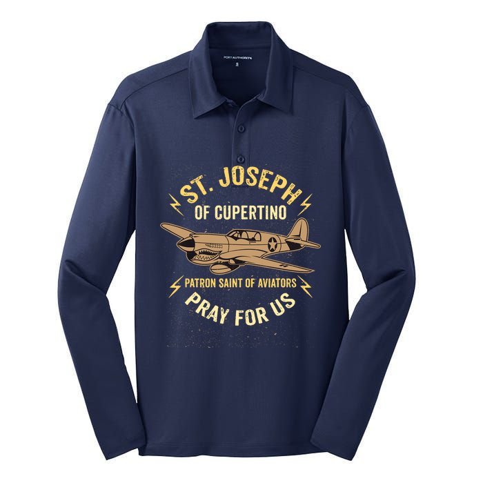 St. Joseph Of Cupertino Saint Of Pilots Aviators Silk Touch Performance Long Sleeve Polo