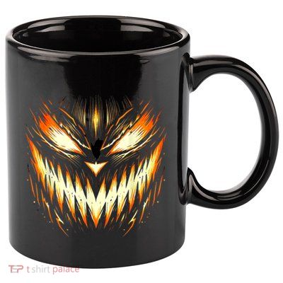 Scary Jack O Lantern Face Carved Pumpkin Halloween Costume 11oz C Handle Ceramic Mug
