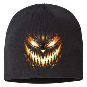 Scary Jack O Lantern Face Carved Pumpkin Halloween Costume Sustainable Beanie