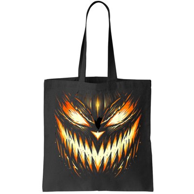 Scary Jack O Lantern Face Carved Pumpkin Halloween Costume Tote Bag