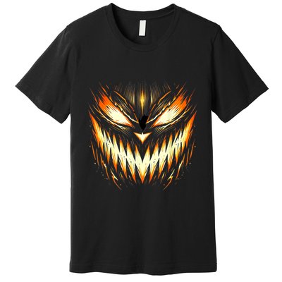 Scary Jack O Lantern Face Carved Pumpkin Halloween Costume Premium T-Shirt