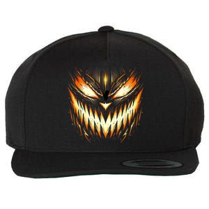 Scary Jack O Lantern Face Carved Pumpkin Halloween Costume Wool Snapback Cap