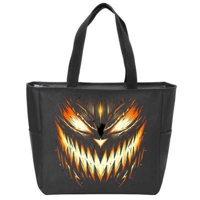 Scary Jack O Lantern Face Carved Pumpkin Halloween Costume Zip Tote Bag