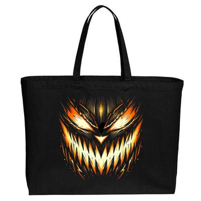 Scary Jack O Lantern Face Carved Pumpkin Halloween Costume Cotton Canvas Jumbo Tote