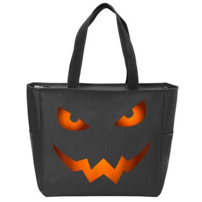 Scary Jack O Lantern Pumpkin Face Halloween Costume Tshirt Zip Tote Bag