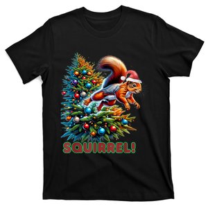 Squirrel Jumping Out Of Christmas Tree Funny T-Shirt