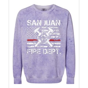 San Juan Puerto Rico Fire Department Thin Red Line Fireman Colorblast Crewneck Sweatshirt