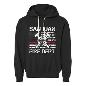 San Juan Puerto Rico Fire Department Thin Red Line Fireman Garment-Dyed Fleece Hoodie