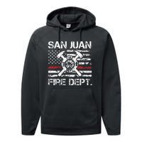 San Juan Puerto Rico Fire Department Thin Red Line Fireman Performance Fleece Hoodie