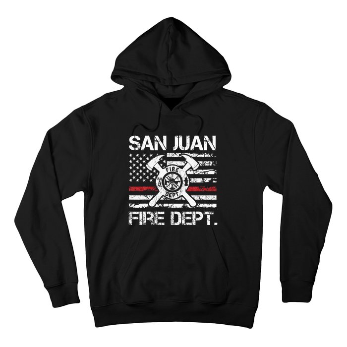 San Juan Puerto Rico Fire Department Thin Red Line Fireman Hoodie