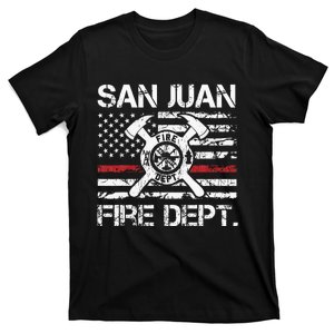 San Juan Puerto Rico Fire Department Thin Red Line Fireman T-Shirt