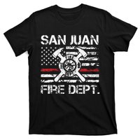 San Juan Puerto Rico Fire Department Thin Red Line Fireman T-Shirt