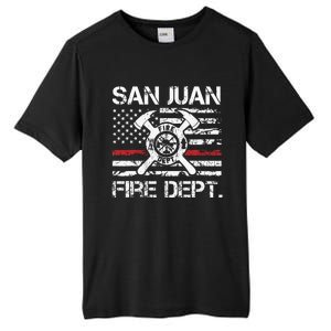 San Juan Puerto Rico Fire Department Thin Red Line Fireman Tall Fusion ChromaSoft Performance T-Shirt