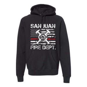 San Juan Puerto Rico Fire Department Thin Red Line Fireman Premium Hoodie