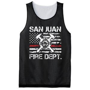 San Juan Puerto Rico Fire Department Thin Red Line Fireman Mesh Reversible Basketball Jersey Tank