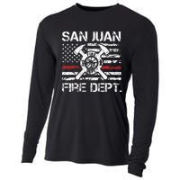 San Juan Puerto Rico Fire Department Thin Red Line Fireman Cooling Performance Long Sleeve Crew