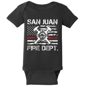 San Juan Puerto Rico Fire Department Thin Red Line Fireman Baby Bodysuit