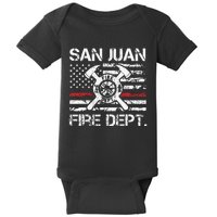 San Juan Puerto Rico Fire Department Thin Red Line Fireman Baby Bodysuit