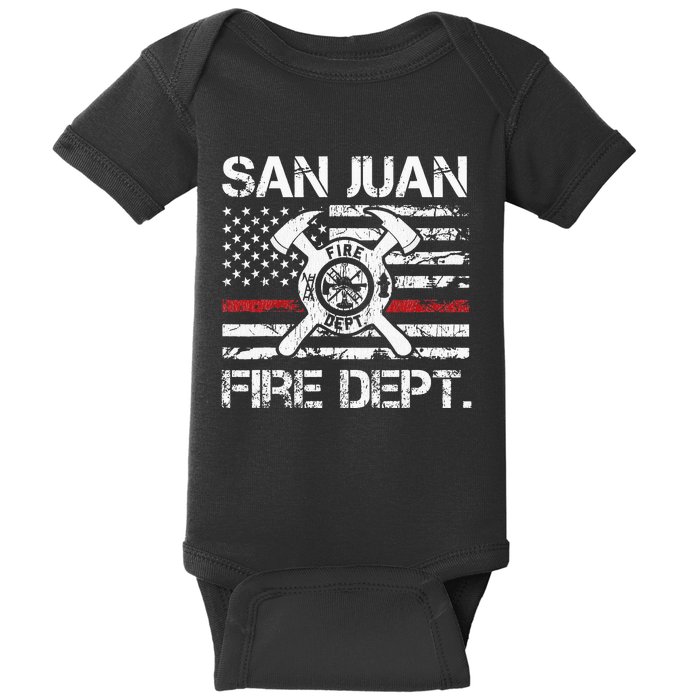 San Juan Puerto Rico Fire Department Thin Red Line Fireman Baby Bodysuit