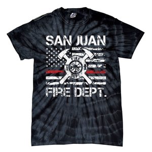 San Juan Puerto Rico Fire Department Thin Red Line Fireman Tie-Dye T-Shirt