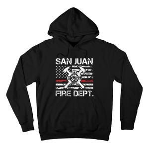 San Juan Puerto Rico Fire Department Thin Red Line Fireman Tall Hoodie