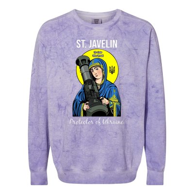 St. Javelin Protector Of Ukraine Support Stand With Ukraine Colorblast Crewneck Sweatshirt