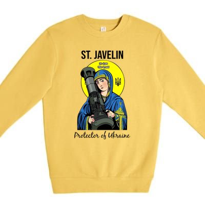 St. Javelin Protector Of Ukraine Support Stand With Ukraine Premium Crewneck Sweatshirt