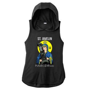 St. Javelin Protector Of Ukraine Support Stand With Ukraine Ladies PosiCharge Tri-Blend Wicking Draft Hoodie Tank