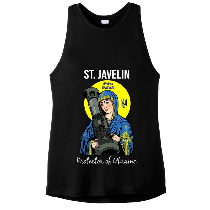 St. Javelin Protector Of Ukraine Support Stand With Ukraine Ladies PosiCharge Tri-Blend Wicking Tank