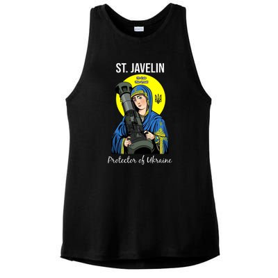 St. Javelin Protector Of Ukraine Support Stand With Ukraine Ladies PosiCharge Tri-Blend Wicking Tank