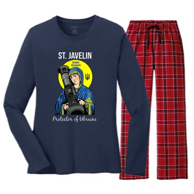 St. Javelin Protector Of Ukraine Support Stand With Ukraine Women's Long Sleeve Flannel Pajama Set 