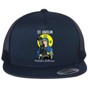 St. Javelin Protector Of Ukraine Support Stand With Ukraine Flat Bill Trucker Hat