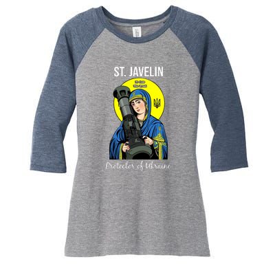 St. Javelin Protector Of Ukraine Support Stand With Ukraine Women's Tri-Blend 3/4-Sleeve Raglan Shirt