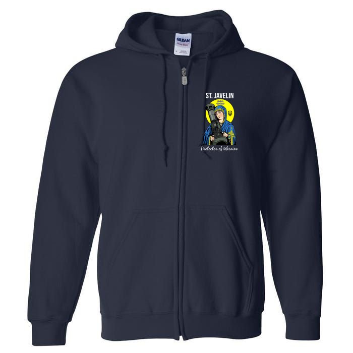 St. Javelin Protector Of Ukraine Support Stand With Ukraine Full Zip Hoodie
