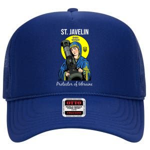 St. Javelin Protector Of Ukraine Support Stand With Ukraine High Crown Mesh Back Trucker Hat