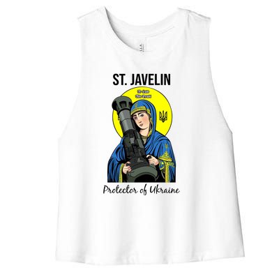 St. Javelin Protector Of Ukraine Support Stand With Ukraine Women's Racerback Cropped Tank