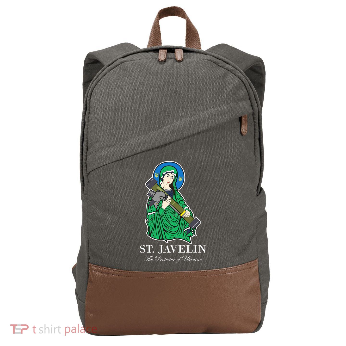 St. Javelin Protector Of Ukraine Cotton Canvas Backpack