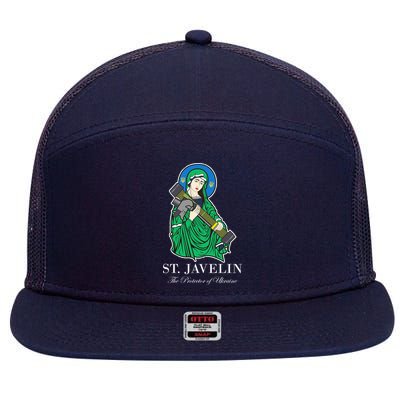 St. Javelin Protector Of Ukraine 7 Panel Mesh Trucker Snapback Hat